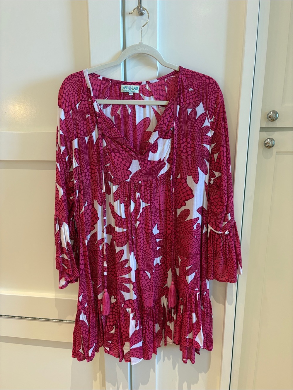 Pink Floral Split-Neck Women's dress